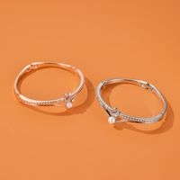 Korean Trendy Jewelry Temperament Little Swan Bracelet Rose Gold Opening Pearl Bracelet Bracelet Classic Popular Jewelry main image 4