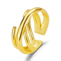 Pair Ring Imitation Gold Cross Ring Fashion Atmosphere Multi-layer Interwoven Ring Retro Geometric Opening Couple Ring main image 1