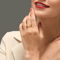 Pair Ring Imitation Gold Cross Ring Fashion Atmosphere Multi-layer Interwoven Ring Retro Geometric Opening Couple Ring main image 3