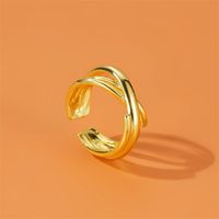 Pair Ring Imitation Gold Cross Ring Fashion Atmosphere Multi-layer Interwoven Ring Retro Geometric Opening Couple Ring main image 5