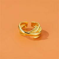 Pair Ring Imitation Gold Cross Ring Fashion Atmosphere Multi-layer Interwoven Ring Retro Geometric Opening Couple Ring main image 6