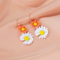 Korean Fashion  New Daisy Earrings Summer Two-color Daisy Earrings Temperament Long Flower Earrings main image 4
