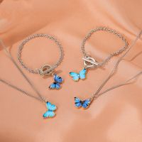 Summer New Product Gradient Butterfly Necklace Couple Clavicle Chain Butterfly Bracelet Wholesale main image 1