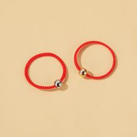 Hot Sale Transfer Bead Ring Natal Year Simple Men And Women Stretch Hand-woven Gold Beads Red Rope Ring Wholesale main image 5