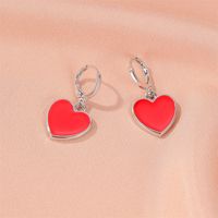 Korean Fashion Sweet And Playful Red Small Love Earrings Simple Vitality Girl Peach Heart Earrings Net Exquisite Earrings main image 5