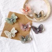 New Embroidery Three-dimensional Bow Hairpin Super Fairy Pearl Mesh Hairpin Bangs Clip Decorative Clip Girl Hair Accessories main image 2