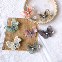 New Embroidery Three-dimensional Bow Hairpin Super Fairy Pearl Mesh Hairpin Bangs Clip Decorative Clip Girl Hair Accessories main image 5