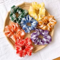 Korean College Style Sub Hair Rope Simple Wild Chiffon Hair Ring Head Rope Check Rubber Band Ring Hair Accessories Wholesale main image 5