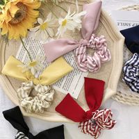 Hair Ring New Plaid Color Cloth Pig Fat Bow Hair Rope Headdress Scrunchies Wholesale main image 5