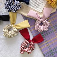 Hair Ring New Plaid Color Cloth Pig Fat Bow Hair Rope Headdress Scrunchies Wholesale main image 4