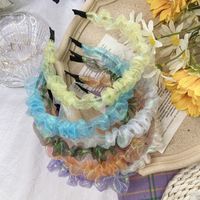 Korean Style  Mermaid  Fold Headband Retro Candy Color Wave Headband Lace French Fabric Hair Accessories Hair Hole main image 2