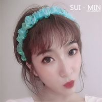 Korean Style  Mermaid  Fold Headband Retro Candy Color Wave Headband Lace French Fabric Hair Accessories Hair Hole main image 6