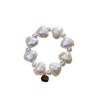 Korean Fashion Pearl Hair Ring Simple New Heart-shaped Frosted Highlight Hair Rope Cute Girl Elastic Rubber Band Head Hair Accessories main image 3