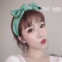 Korean Fashion Bow Satin Headband Simple Solid Color Wide Edge Headband Fashion Wild Hair Hole Hair Accessories main image 1