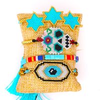 Personality Ethnic Style Six-pointed Star Crystal Tassel Bracelet Miyuki Rice Beads Woven Evil Eye Bracelet main image 6