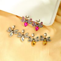 Korean Fashion 925 Silver Needle Earrings Personalized Diamond Retro Earrings Mori Girl Wild Bee Earrings Wholesale main image 2
