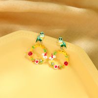 Creative Enamel Glaze Owl Earrings Simple Earrings Flower Ear Studs Wholesale main image 3