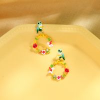 Creative Enamel Glaze Owl Earrings Simple Earrings Flower Ear Studs Wholesale main image 4