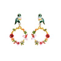 Creative Enamel Glaze Owl Earrings Simple Earrings Flower Ear Studs Wholesale main image 6
