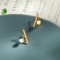 Korean Fashion Copper Zircon Diamond Earrings Niche Pearl Earrings Wind Creative Letter Earrings Wholesale main image 4