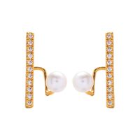 Korean Fashion Copper Zircon Diamond Earrings Niche Pearl Earrings Wind Creative Letter Earrings Wholesale main image 6