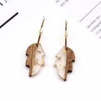 Fashion Jewelry Simple Wood Earrings Leaves Wood Resin Earrings Ear Hook Foreign Trade Gold Foil Frosty Earrings main image 3