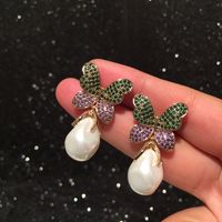 Color Butterfly Earrings Super Fairy Luxury Atmospheric S925 Silver Needle Irregular Pearl Pendant Retro Earrings main image 2