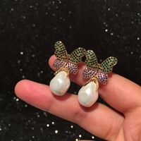 Color Butterfly Earrings Super Fairy Luxury Atmospheric S925 Silver Needle Irregular Pearl Pendant Retro Earrings main image 3