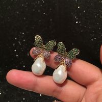 Color Butterfly Earrings Super Fairy Luxury Atmospheric S925 Silver Needle Irregular Pearl Pendant Retro Earrings main image 4