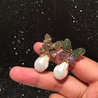 Color Butterfly Earrings Super Fairy Luxury Atmospheric S925 Silver Needle Irregular Pearl Pendant Retro Earrings main image 5