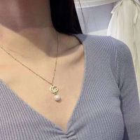 Alphabet Gold Necklace Non-fading Hypoallergenic Metal Tide People Pearl Pendant Clavicle Chain Wholesale main image 3