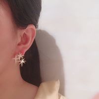 Golden Octagonal Earrings Sweet Ladylike Temperament Simple And Small Super Fairy S925 Silver Needle Rice Star Earrings main image 3