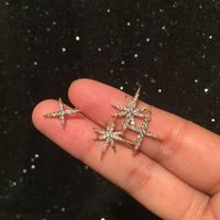 Golden Octagonal Earrings Sweet Ladylike Temperament Simple And Small Super Fairy S925 Silver Needle Rice Star Earrings main image 5