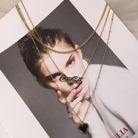 Love Gold Necklace Colorless Titanium Steel Multi-layer Superimposed Personality Cold Wind Clavicle Chain Wholesale Nihaojewelry main image 1