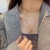 Love Gold Necklace Colorless Titanium Steel Multi-layer Superimposed Personality Cold Wind Clavicle Chain Wholesale Nihaojewelry main image 3