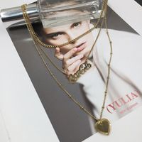Love Gold Necklace Colorless Titanium Steel Multi-layer Superimposed Personality Cold Wind Clavicle Chain Wholesale Nihaojewelry main image 5