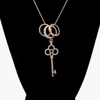 New Necklace Fashion Temperament Key Necklace Hollow Diamond Long Sweater Chain Necklace Wholesale main image 3