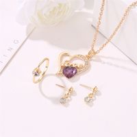 New Jewelry Three-piece Suit Fashion Trend Jewelry Love Necklace Earring Ring Suit Wholesale main image 6