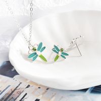 New Style Necklace Two-piece Jewelry Creative Dragonfly Necklace Earring Female Simple Wild Insect Pendant Necklace main image 6