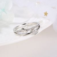 New Ring Creative Heart-to-heart Printing Live Mouth Ring Temperament Heart-shaped Opening Adjustable Ring Wholesale main image 3