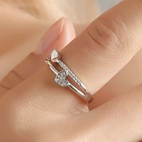 New Ring Creative Heart-to-heart Printing Live Mouth Ring Temperament Heart-shaped Opening Adjustable Ring Wholesale main image 6