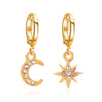 New Style Earrings Asymmetry Stars Moon Earrings Fashion Diamond-set Earrings Copper Women's Earring main image 1