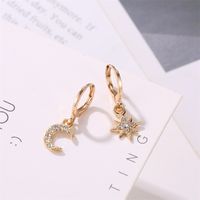 New Style Earrings Asymmetry Stars Moon Earrings Fashion Diamond-set Earrings Copper Women's Earring main image 4