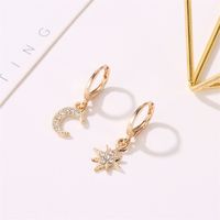 New Style Earrings Asymmetry Stars Moon Earrings Fashion Diamond-set Earrings Copper Women's Earring main image 6