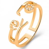 New Ring Fashion Letter Ring Personality Love Couple Single Ring Trend Diamond Open Ring Wholesale main image 1