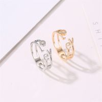 New Ring Fashion Letter Ring Personality Love Couple Single Ring Trend Diamond Open Ring Wholesale main image 5