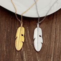 Explosion Of Funds Fashion New Hot Selling Simple Natural Fresh Leaves Feather Pendant Necklace Accessories main image 3