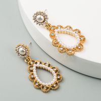 Style Fashion Long Earrings Ladies Alloy Diamond Pearl Earrings Creative Exaggerated Cross Earrings Wholesale main image 5