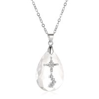 Explosion Of Crystal Cross Necklace Original Temperament Water Drop Pendant Necklace Men And Women Neck Chain Christian Accessories sku image 1