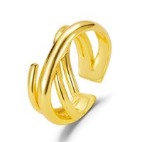 Pair Ring Imitation Gold Cross Ring Fashion Atmosphere Multi-layer Interwoven Ring Retro Geometric Opening Couple Ring sku image 1